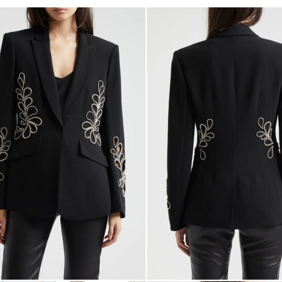 Cinq a Sept Cheyenne Rhinestone Paisley One-Button Blazer - Picture 5 of 13